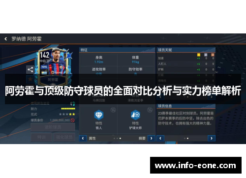 阿劳霍与顶级防守球员的全面对比分析与实力榜单解析